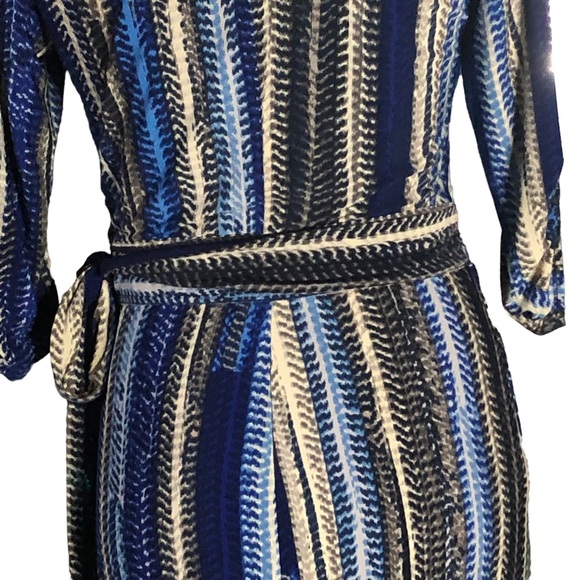 Laundry by Shelli Segal Blue Multicolored Print Jersey Knit Faux Wrap Dress - Picture 11 of 16